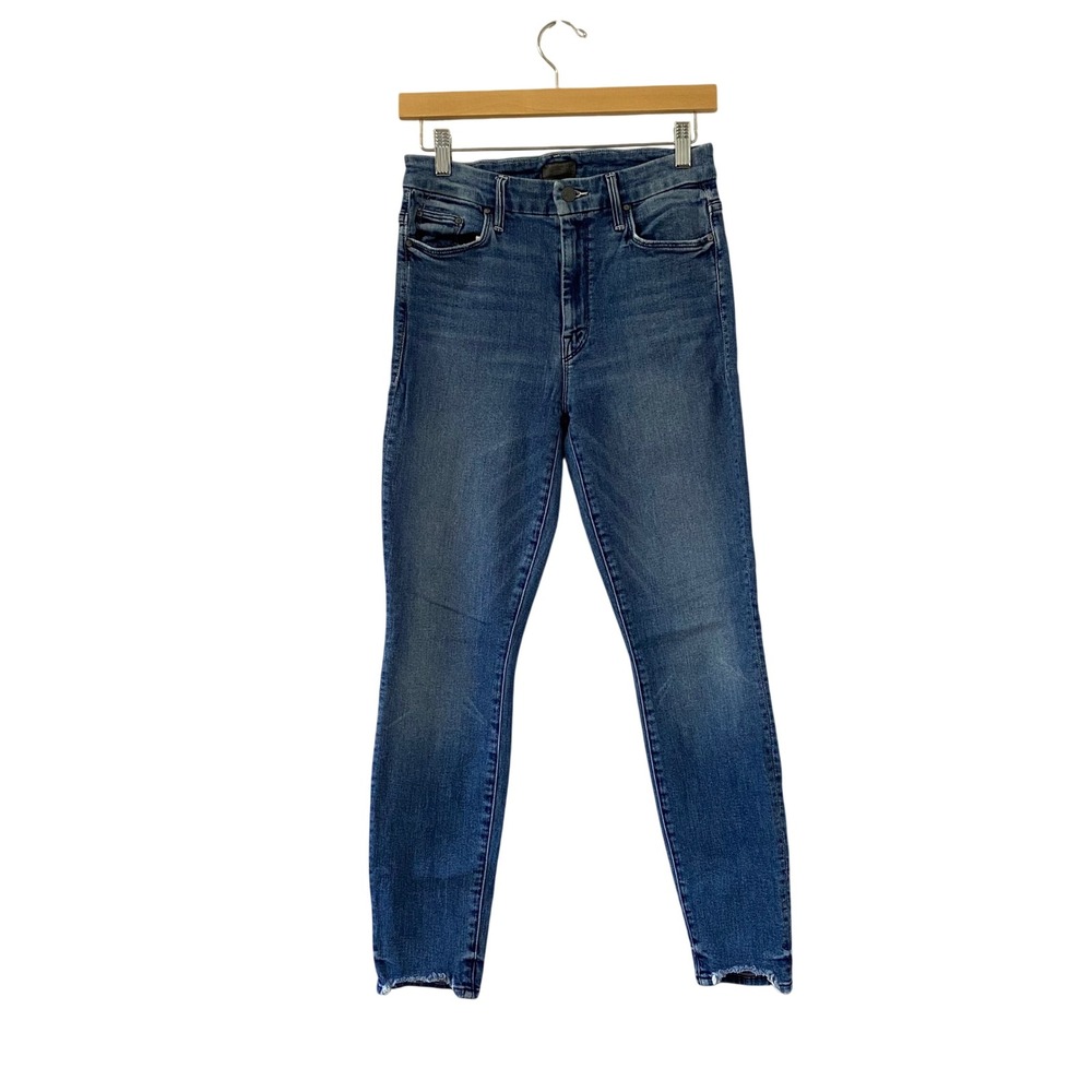 Mother High Waisted Looker Ankle Chew Jeans Size 28 Medium Wash Stretch